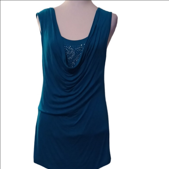 💙🌺Jason Maxwell turquoise Ruched Embellished Tank - Picture 8 of 10